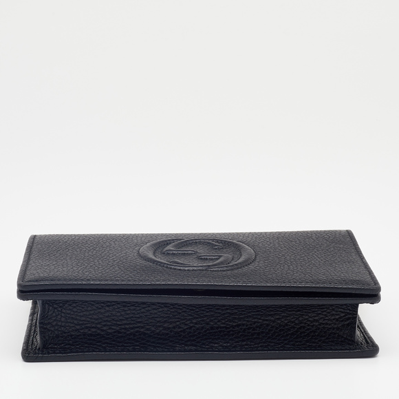 GUCCI Black Pebbled Leather Soho Wallet On Chain - Picture 6 of 8